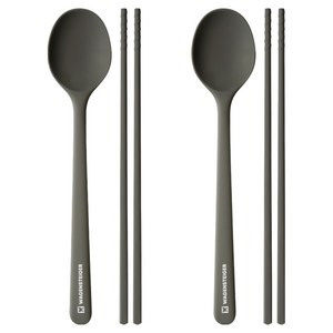 바겐슈타이거 엘로아 플래티넘 실리콘 수저 세트, 숟가락 + 젓가락, 다크그레이, 2세트