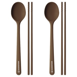 바겐슈타이거 엘로아 플래티넘 실리콘 수저 세트, 숟가락 + 젓가락, 코코아, 2세트
