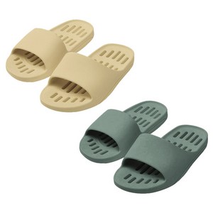 샤바스 부드러운 플랫 물빠짐 욕실화 2종 세트