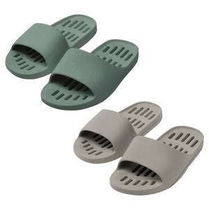 샤바스 부드러운 플랫 물빠짐 욕실화 2종 세트