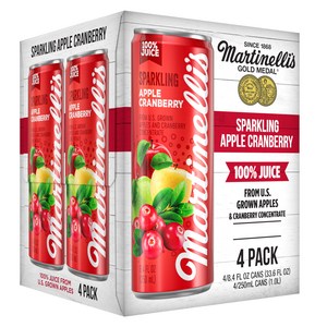 마르티넬리 스파클링 애플 앤 크랜베리 주스, 250ml, 4개