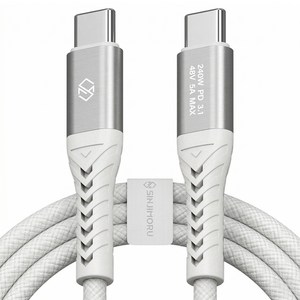 신지모루 240W 초고출력 C타입-C타입 우븐 PRO PD3.1 초고속 충전 케이블 + 단자 보호캡 + 케이블 스트랩