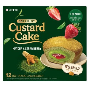 롯데카스타드 케이크 말차 & 딸기, 288g, 1개