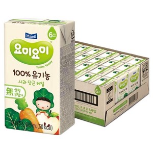 요미요미 100% 유기농 주스 사과당근케일, 125ml, 24개
