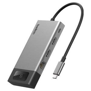 벨킨 connect USB-C 8-in-1 10Gbps 4K 60Hz 100W HDMI 듀얼 디스플레이 멀티 허브 INC027dqSGY