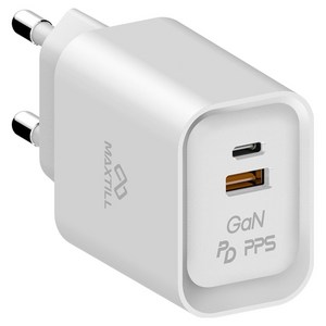 맥스틸 25W GaN 2포트 PD PPS 초고속 충전기 C타입 USB 멀티 어댑터