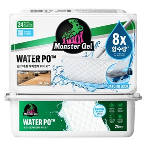 몬스터겔 초강력 마르지 않는 캐치앤락 도톰한 물걸레 청소포 리필 24p, 25.5 x 23 ..., 2개