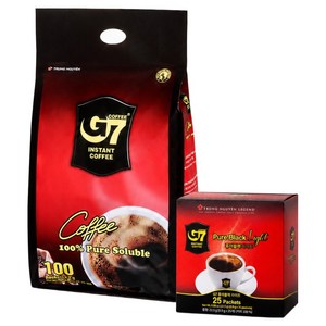 G7 커피믹스 퓨어블랙 2g x 100p + 퓨어블랙 라이트 0.9g x 25p 세트, 1세트