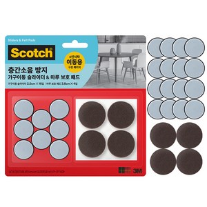 스카치 층간소음 방지 가구이동 슬라이더 16p + 마루 보호 패드 4p, 1세트