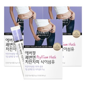 에버핏 쾌변엔 차전자피 식이섬유, 180g, 3개