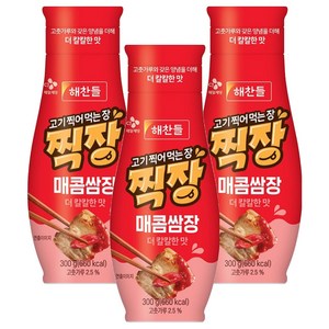 해찬들 찍장 매콤쌈장 튜브형, 300g, 3개