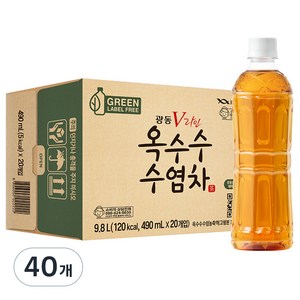 광동 V라인 옥수수 수염차 무라벨, 490ml, 40개