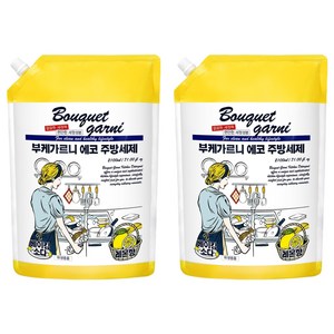 부케가르니 에코 주방세제 레몬향 리필, 2.1L, 2개