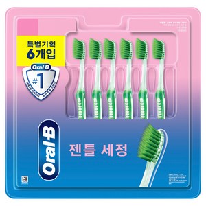 오랄비 고탄력 초미세모 그린티 칫솔, 6개입, 1개