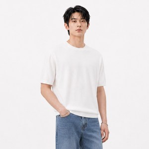 제이에이치스타일 남성용 쿨터치 솔리드 라운드 반팔 니트 WSROK753