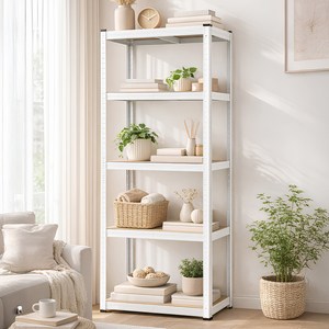 코멧 무볼트 철제 MDF 창고 앵글선반, 화이트, 700x400x1800mm, 5단