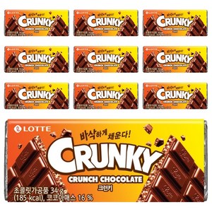 롯데웰푸드 크런키 초콜릿, 34g, 10개