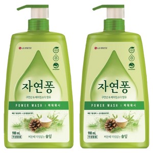 자연퐁 찌든때 걱정없는 솔잎 파워워시 주방세제 용기형, 980ml, 2개