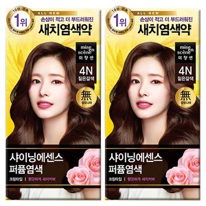 미쟝센 샤이닝 에센스 새치전용 염색제, 4N 짙은갈색, 2개