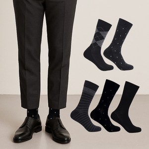 레노마 남성용 파일정장 양말 5족 ASST