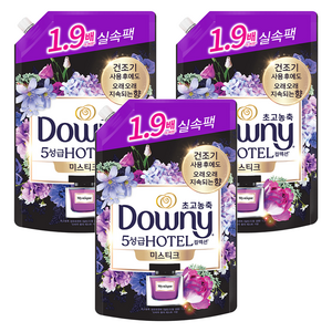 다우니 초고농축 호텔 컬렉션 섬유유연제 미스티크 리필, 1.35L, 3개