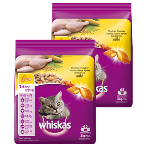 위스카스 고양이 어덜트 포켓 닭고기 건식사료, 피부/피모, 3kg, 2개