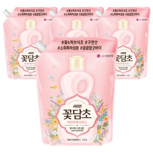 [비건라이프] 샤프란꽃담초 허브부케가르니 섬유유연제 연꽃&유칼립투스 리필, 1.6L, 4개