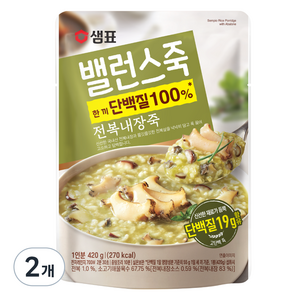 샘표 밸런스죽 전복내장죽, 420g, 2개