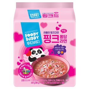 푸디버디 핑크 퐁당 라면 80g, 4개