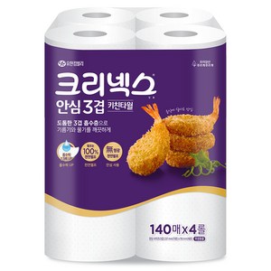 크리넥스 안심 3겹 키친타올, 140매, 4개