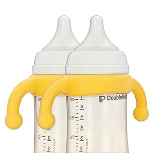 순수아 더블하트 호환 실리콘 젖병손잡이, 옐로우, 2개