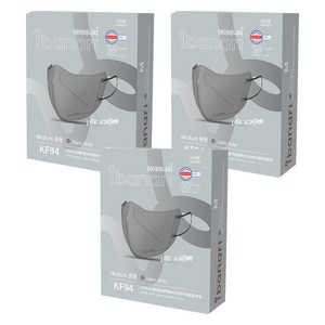 아이바나리 에어 황사방역용 마스크 중형 KF94, 10개입, 다크그레이, 3개