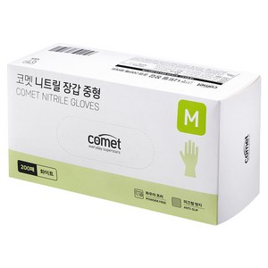 코멧 니트릴장갑 화이트, 중(M), 200개입, 1개