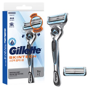 질레트 정품 스킨텍 매뉴얼 면도기 핸들 + 여분날 2p, 1세트