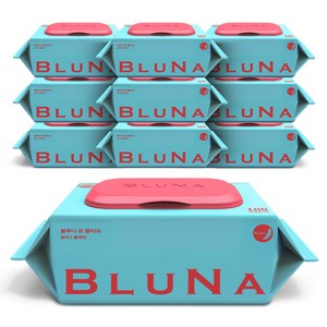 블루나 본 퓨어 저자극 물티슈 캡형, 100매, 40g, 10개