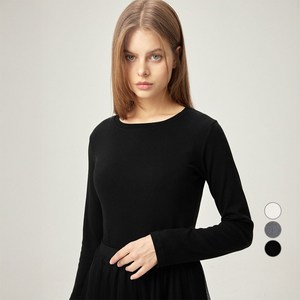 ELLEPARIS 여성용 릴렉스드핏 웜업 기모 긴팔 티셔츠