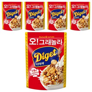 마켓오네이처 오 그래놀라 다이제 시리얼, 300g, 5개