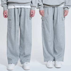 포슈어 남녀공용 사계절 원턱 와이드 트레이닝 카고 팬츠