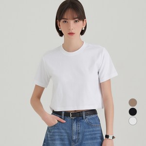 ELLE PARIS 여성용 통기성 세미 크롭 반팔 티셔츠