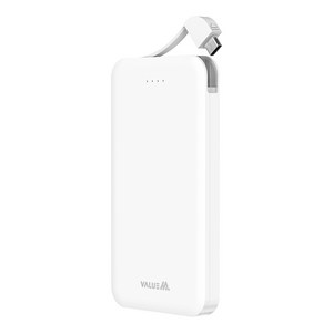 밸류엠 10W C타입 케이블 일체형 보조배터리 5000mAh, 화이트, VM-B2PA05CP2