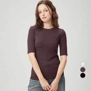 ELLEPARIS 여성용 릴렉스드핏 쿼터슬리브 웜업 기모 티셔츠