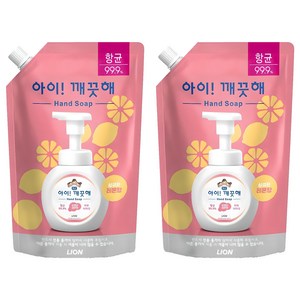 아이깨끗해 항균 폼 핸드솝 리필 레몬향, 600ml, 2개