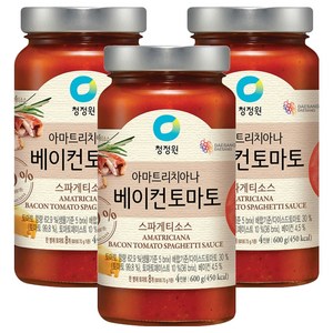 청정원 아마트리치아나 베이컨 토마토 스파게티소스, 600g, 3개