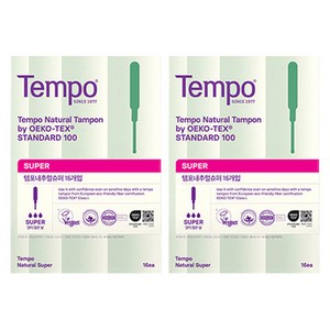 템포 내추럴 탐폰, 슈퍼, 16개입, 2개