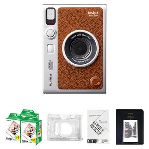 인스탁스 미니에보 EVO 즉석카메라 브라운 + 필름 60p + 투명 케이스 +마카롱 2단 앨범 랜덤발송 + 액정보호필름 세트