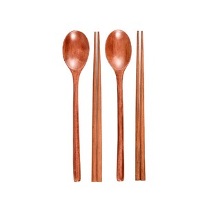 코멧 옻칠 나무 수저세트, 브라운, 2개