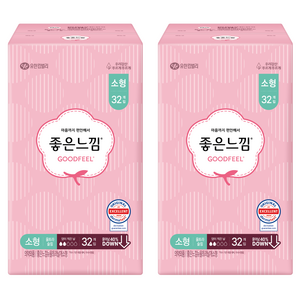 좋은느낌 오리지널 울트라슬림 생리대 날개형, 소형, 32개입, 2개