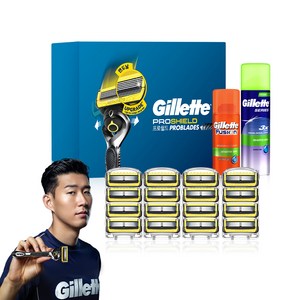 질레트 프로쉴드 옐로우 매뉴얼 면도기세트, 면도날 16p + ..., 1세트