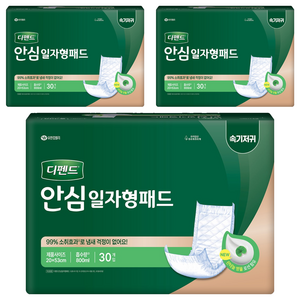 디펜드 남녀공용 안심 일자형 패드 성인기저귀, 30개입, 3개