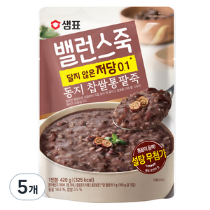 샘표 밸런스죽 동지 찹쌀통팥죽, 420g, 5개